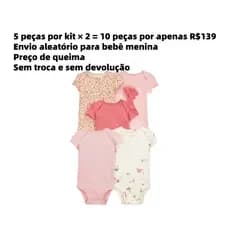 Lucky Baby Promoção de bodies para bebês e conjuntos de manga longa e curta para meninos e meninas.