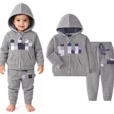 Lucky Baby Casaco Moletom Bebê Unissex 100% Algodão Com Capuz Zíper Estampado Ideal 12 a 36 Meses Uso Externo