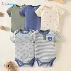 Lucky Baby Body Bebê Menino Manga Curta 100% Algodão 0–9 Meses Macio Confortável