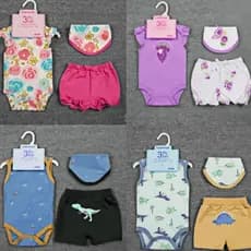 Lucky Baby Conjunto Bebê 3 Peças Unissex Macio Confortável Respirável Resistente Estampa Fofa 0-12 Meses