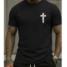 Camiseta Masculina Cruz Streetwear Evangélica Gospel Camisa Unissex Tecido Algodão Premium