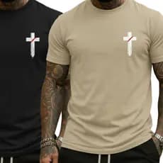 KIT 02 Camiseta Cruz 01 Masculina Premium 100% Algodão Streetwear Casual Moda Cristã