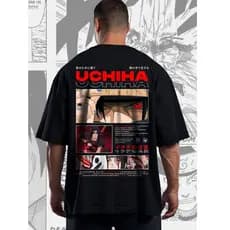 Camiseta Oversized Itachi Sasuke Uchiha Sharingan Naruto Anime