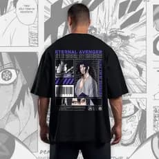 Camiseta Oversized Sasuke Itachi Uchiha Sharingan Naruto Anime Algodão