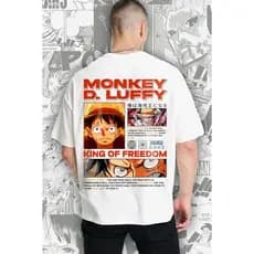 Camisa Camiseta Luffy Monkey Anime básica streetwear Algodão