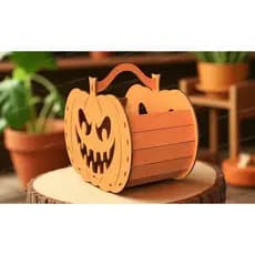 Mini Balde Abóbora Halloween MDF 3D - Porta Doces Decoração