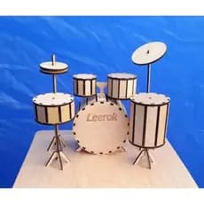 Mini Bateria em MDF - Maquete 3D, Quebra-Cabeça, Decoração Musical, Presente para Músicos