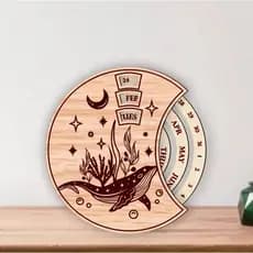 Calendário Perpétuo De Mesa Mdf Decorativo Escritório Luxo
