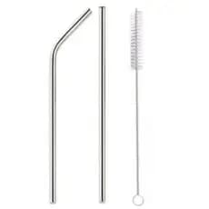 Kit 2 Canudos Inox Reutilizavel(1 RETO e 1 CURVADO) Limpador