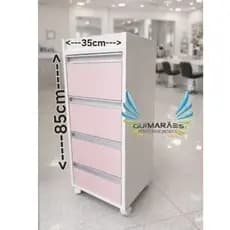 Carrinho Auxiliar Gavetas rosa milksheike, 100% MDF, JA ENVIAMOS MONTADO, Carrinho Multiulso