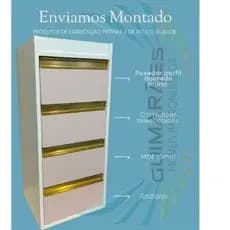 Carrinho Auxiliar Rosa Milk-shake 100%MDF,  PUXADOR DOURADO BRILHO ,ENVIAMOS MONTADO