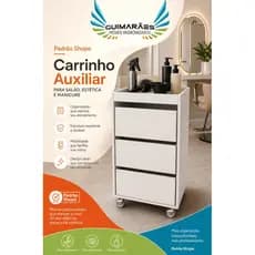 Carrinho auxiliar para salão de cabeleireiro moderno e funcional 3 gavetas ENVIAMOS MONTADO