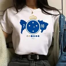 Camisa do Cruzeiro Feminina Branca T shirt Blusa Feminino do Cabuloso