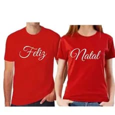 kit 2 Camisetas Casal Namorados Blusas Feliz Natal