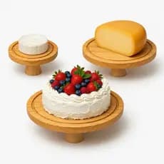 Porta Bolos e Queojos de Madeira Natural Com Pé Porta Doces Frios Alimentos Queijos Bolos Ricotas