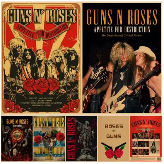 Kit 10 Quadros Decorativos Guns N' Roses Decoração Rock