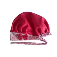 Touca culinária, confeitaria, restaurante, lanchonete. Feita com tecido Oxford e detalhes em tricoline estampado.