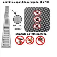 Tela Alumínio Expandido Ralo Calha Anti-Inseto Folha Sujeira 20x100 / 20x200 / 20x300 Não enferruja