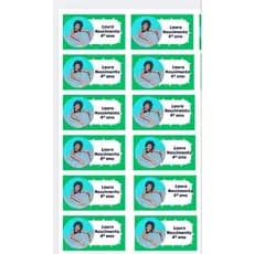 KIT 30 Etiquetas escolares com foto da criança para material escolar resistente à água