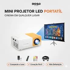 Mini Projetor LED Portátil HDMI USB AV 600 Lúmens TFT LCD 1080p Suporta Full DH  Tela 60” Compacto 30.000h Sem Wi-Fi