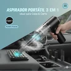 Aspirador de Pó Portátil 3 em 1 AS-228 Mini Automotivo e Doméstico Potente com 3 Bicos para Carro Casa Sofá Teclado USB