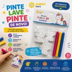 Kit para Colorir 3D Lavável | Pinte, Lave e Pinte Novamente | Lembrancinha Infantil |