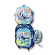 Mochila Escolar Masculina Stitch 3D com Lancht Termica