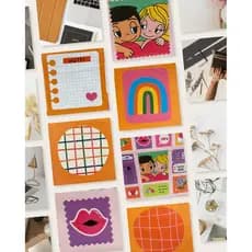 Adesivos Fofos Cartela Papelaria Fofa Caderno Infantil Love Arco-Iris Namorados