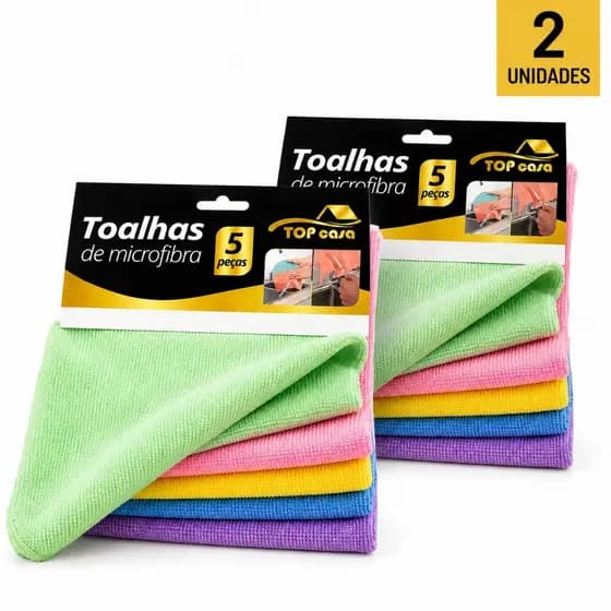 Pano de Prato Microfibra Kit 5 Unidades Limpeza Cozinha Casa Pia