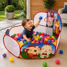 Piscina de Bolinhas Infantil com Cesta de Basquete 100 Bolinhas Coloridas Brinquedo