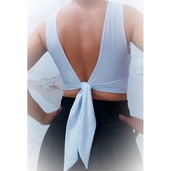Croped de Amarrar Blusa Regata Suplex Forrado Alta Elasticidade