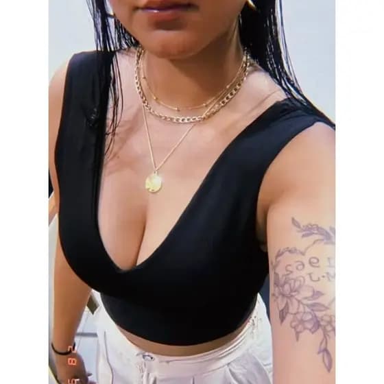 Cropped Top Feminino Beach Tênis Caminhada Balada Praia Viagem, Suplex ajustável