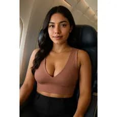 Cropped Marrom Caramelo Capuccino Cropped Suplex com Amarração nas Costas | Frente Dupla Elegante – Aero Look com Ajuste