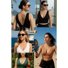Croped Praia Beach Tênnis Balada Viagem< Suplex Alta Elasticidade, Ajustável
