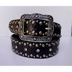 Cinto Country Feminino em Couro Legítimo | Cinto Cravejado Artesanal Estilo Western Durável