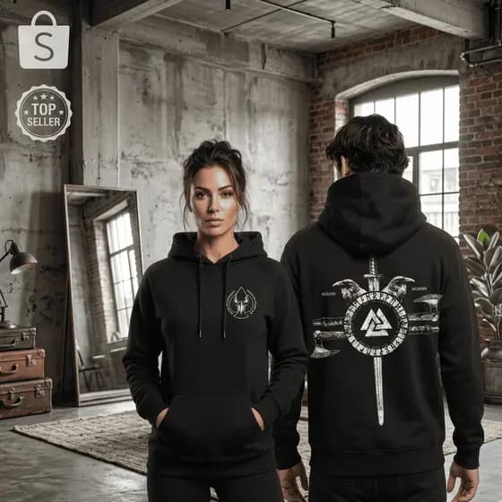 Blusa Moletom Canguru Preto Sons of Odin Vikings Valhala