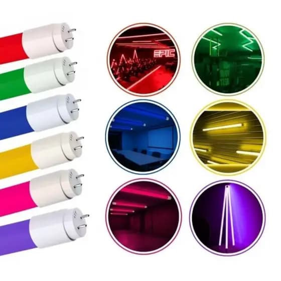 Kit C/10 Lâmpada Tubular De Led 9w G13 60cm CORES