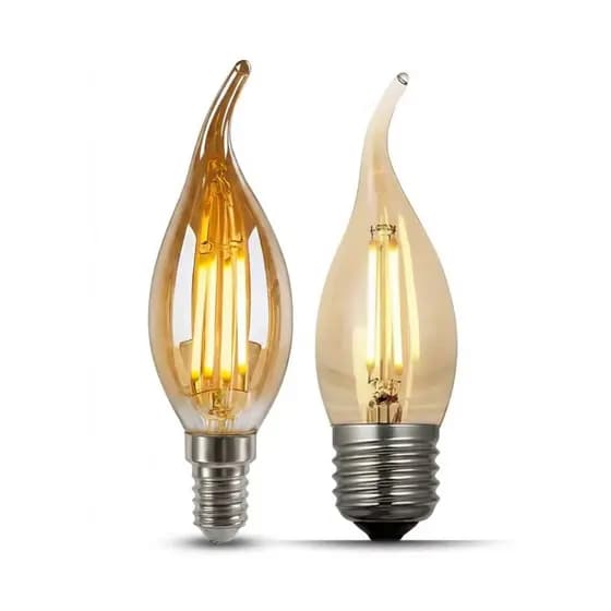 Lâmpada Filamento Led Vela Chama Retrô 4W Com Bico Torto E14/E27 Bivolt