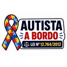 kit 2 Adesivos Autista a Bordo com lei 15cm Vinil Fosco Branco – Carro Segurança Infantil autismo