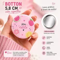 kit 10, 20 ou 30 Bottons personaliados com espelho 5,8cm
