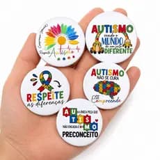 Kit TEA 5 Bottons broches Personalizados Autismo Inclusão Conscientização