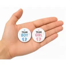 kit 10 bottons broches Chá revelação menino/menina team boy team girl - 3 tamanhos a sua escolha