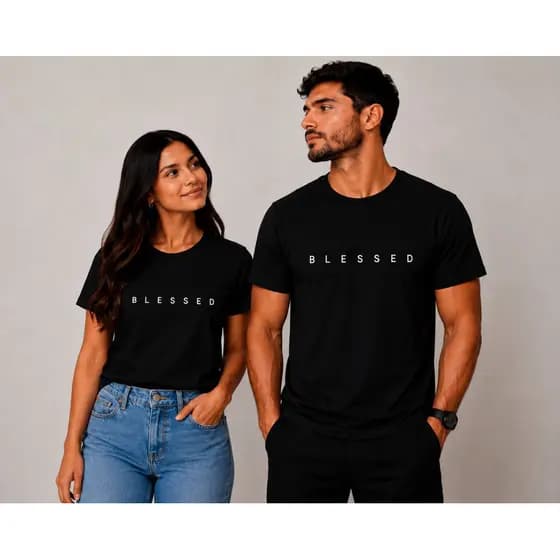 Kit 2 Camisetas Preta Cristãs Unissex | Fé, Blessed, Yeshua, Levítico 6:13 | 100% Algodão
