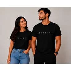Kit 2 Camisetas Preta Cristãs Unissex | Fé, Blessed, Yeshua, Levítico 6:13 | 100% Algodão