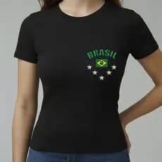 Camiseta Baby Look Feminina Algodão Conforto Qualidade Estampa Brasil Time Do Tamanho P ao GG