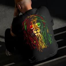 Camiseta Masculina Estampada Leão de Óculos 100% Algodão Estilo Conforto Diário Do Tamanho P ao GG