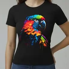 Camiseta Baby Look Feminina Algodão Conforto Qualidade Estampada Arara Colorida Do Tamanho P ao GG