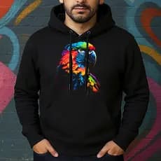 Blusa de Moletom Estampada Arara Colorida Canguru Masculina Confortável Do Tamanho P ao GG