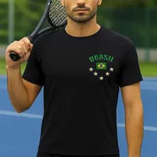 Camiseta Dry Fit Masculina Estampada Brasil Time P ao GG Leve Respirável Academia Treino