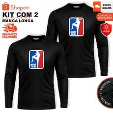 KIT 2 Camisetas Manga Longa MUAY THAI Dry-Fit Slim Anti-Suor Esportes MMA Academia Luta Unissex
